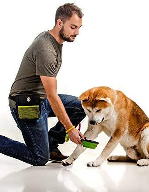 Load image into Gallery viewer, Dog Treat Bag, Training Pouch for Small and Large Dogs with Clicker and Collapsible Food Bowl BPA Free – Pet Treats Tote Bag with Waist and Shoulder Reflective Straps and Belt Clip
