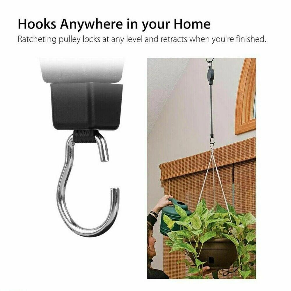 4PCS Retractable Pulley Hook Hanging Pull down Hanger for Garden Flower Plant US