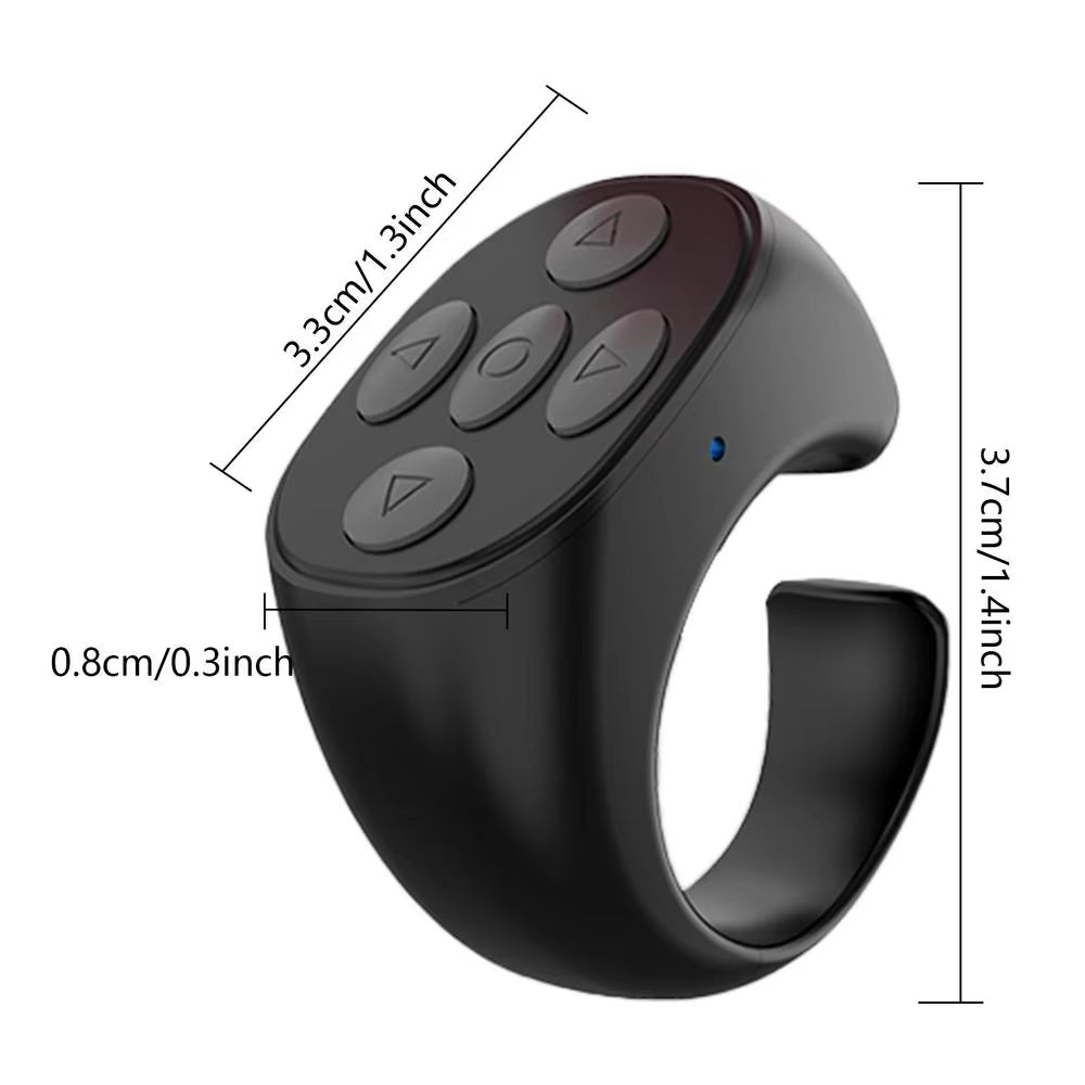 Fingertip Ring Gadget Page Turner Browsing Controller for Mobile Phone, Flipping Selfie Video Bluetooth Remote Control 