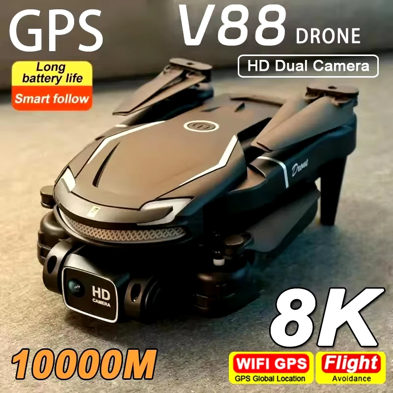 New V88 Drone 8K Professional HD Aerial Dual-Camera 5G GPS Obstacle Avoidance Drone Quadcopter Toy UAV 9000M Free Shipping Drone