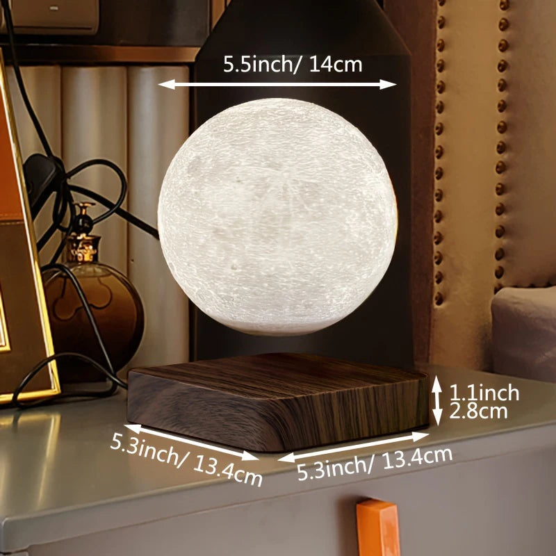 Levitating Moon Table Lamp, Magnetic Floating Night Light with 3 Lighting Modes, 3D Printed Levitation Bedside Table Lamp