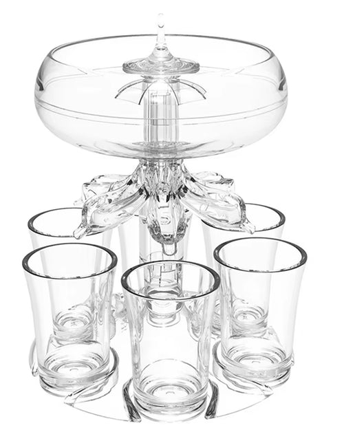 Load image into Gallery viewer, Party Drink Dispenser with 6 Shot Glasses Set - Acrylic Touchless Liquor Dispenser for Beverage Cider Cocktail
