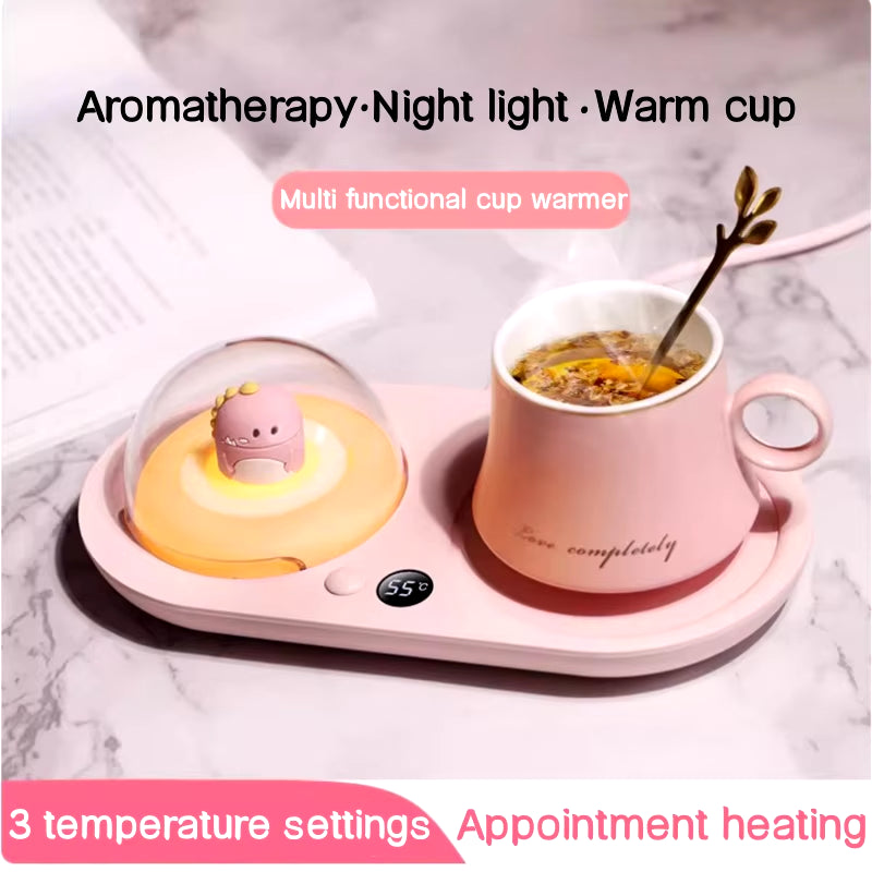 110V-220V Cup Heater Coffee Mug Warmer Appointment Heating Electric Hot Plate 3 Gear Temperature Warmer Coaster with Night Light