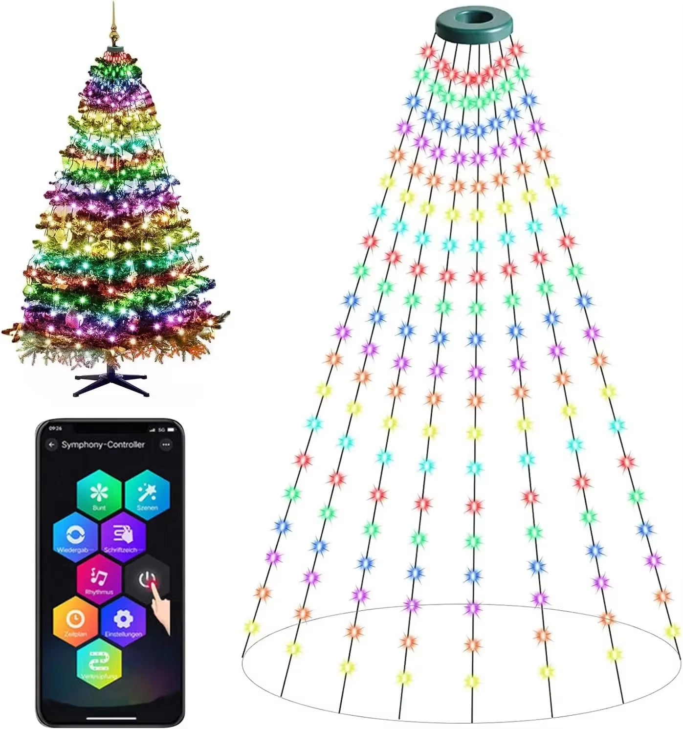 Smart Christmas Tree Lights DIY LED Fairy String Lights with APP & Remote Control Garland for Tree Outdoor Garden Party Wedding