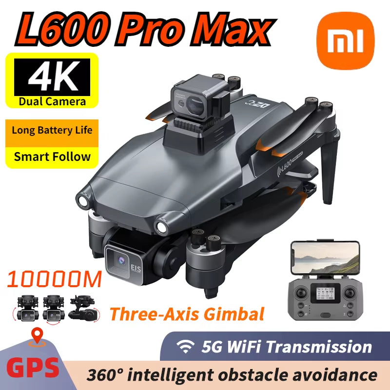 Xiaomi L600 PRO MAX Drone 4K Professional HD Dual Camera 360°Obstacle Avoidance Brushless Quadcopter 3-Axis Gimbal Drone