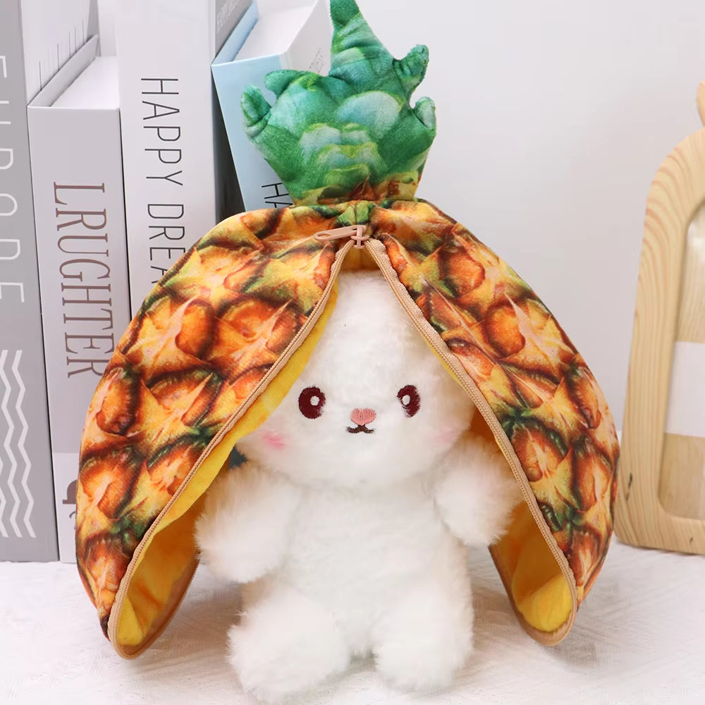 2024 New Bunny Plush Toy Cute Fruit Rabbit Stuffed Animals Transform Cuddly Bunny Plushie Doll for Kids Birthday Gift