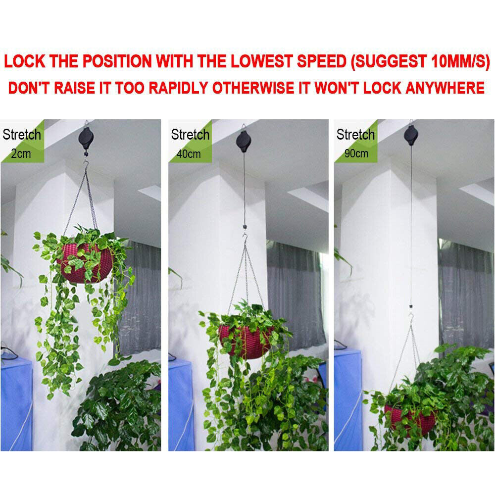 4PCS Retractable Pulley Hook Hanging Pull down Hanger for Garden Flower Plant US