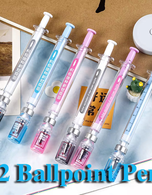 Load image into Gallery viewer, 12Pcs Chinese Style Vaccine Pens Peculiar Shaped Gel Pens Syringe Pen 0.5Mm Black Ink Stationery School Office Supplies
