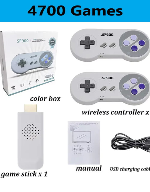 Load image into Gallery viewer, SF900 Console Game Stick 4700 Retro Games HD Video Game Console with Wireless Controller
