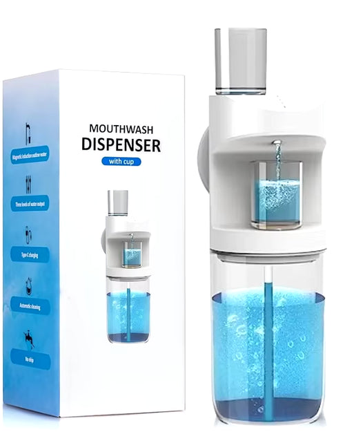 Load image into Gallery viewer, 550Ml Automatic Mouthwash Dispenser Rechargeable Mounted Mouth Wash Dispensers 3 Dispensing Levels with Magnetic Cups Storage
