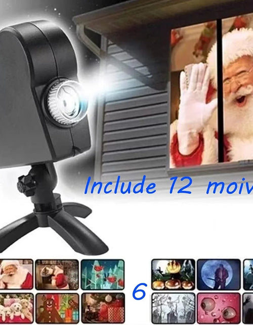 Load image into Gallery viewer, Christmas Window Projector,Halloween Led Holographic Projection Lamp,12 Movies,Used for Christmas Halloween Outdoor Garden Decoration Family Outdoor Party
