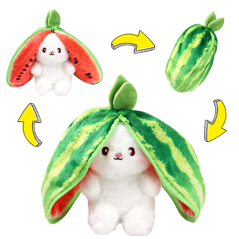 2024 New Bunny Plush Toy Cute Fruit Rabbit Stuffed Animals Transform Cuddly Bunny Plushie Doll for Kids Birthday Gift