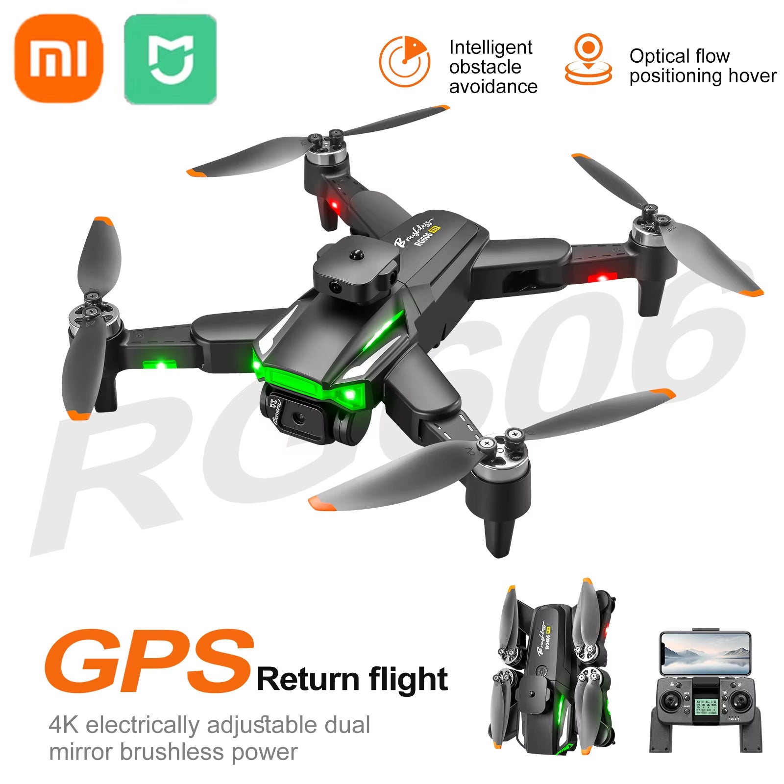 Xiaomi RG606 Drone 4K HD Aerial Profeissional Photography 5G WIFI GPS Obstacle Avoidance Dual Camera Brushless Motor Quadcopter