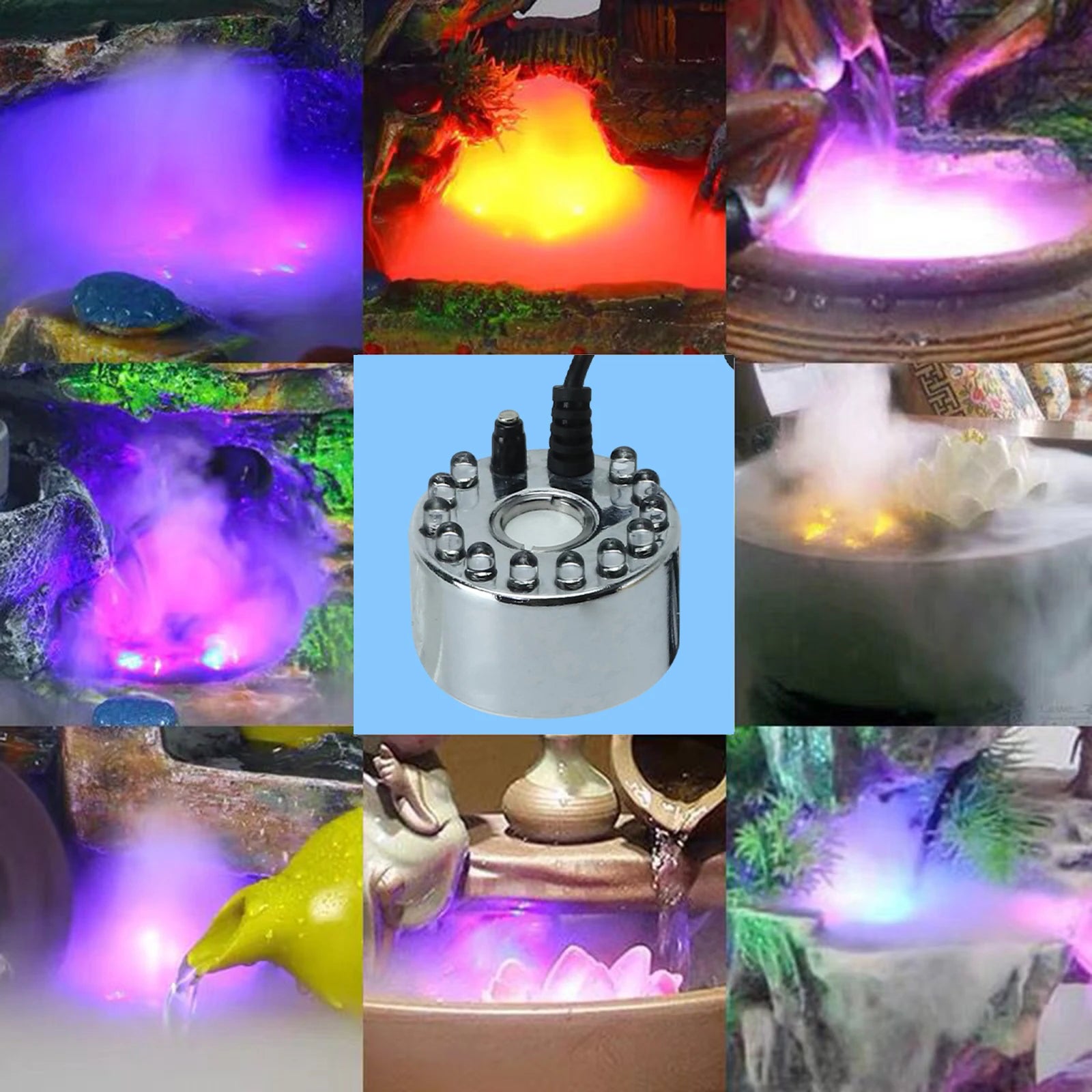 2023 Halloween Mini LED Pumpkin Light Fogger Water Fountain Pond Fog Machine Atomizer for Halloween Christmas Party Decoration