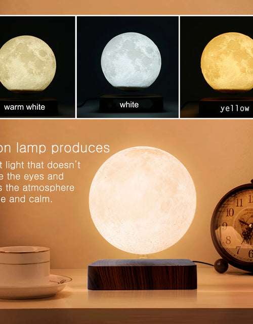 Load image into Gallery viewer, Levitating Moon Table Lamp, Magnetic Floating Night Light with 3 Lighting Modes, 3D Printed Levitation Bedside Table Lamp
