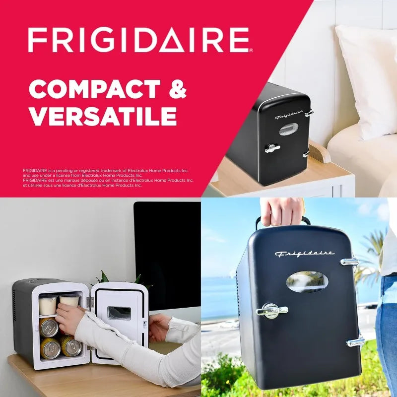 Frigidaire EFMIS175 Retro 9-Can Mini Personal Fridge Portable Cooler for Car, Office, Bedroom, Dorm Room, or Cabin