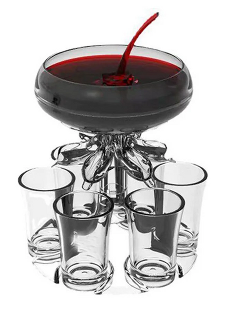 Load image into Gallery viewer, Party Drink Dispenser with 6 Shot Glasses Set - Acrylic Touchless Liquor Dispenser for Beverage Cider Cocktail
