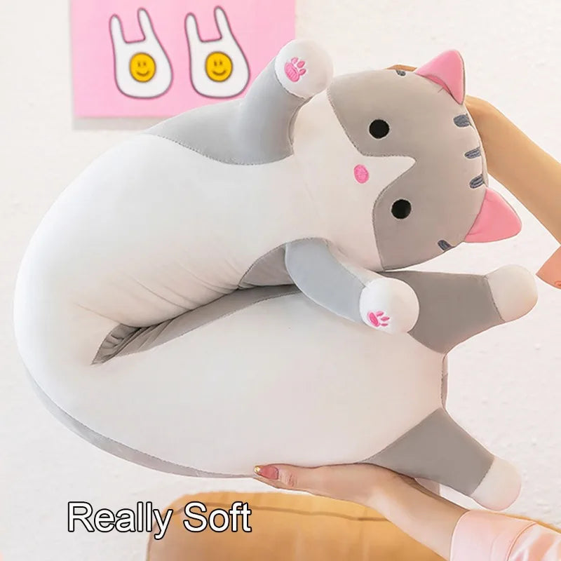 Large Cat Plush Body Pillow Creative Cute Animal Stuffed Sleeping Cushion Sofa Long Decorative Body Pillow Soft Cushion Decor