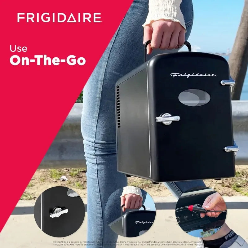 Frigidaire EFMIS175 Retro 9-Can Mini Personal Fridge Portable Cooler for Car, Office, Bedroom, Dorm Room, or Cabin