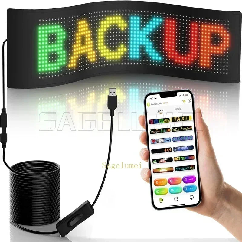 Truck Eyes RGB LED Matrix Pixel Panel Car Sign Animation DIY Programmable Bluetooth App Control LED Panel Flexible Display Light