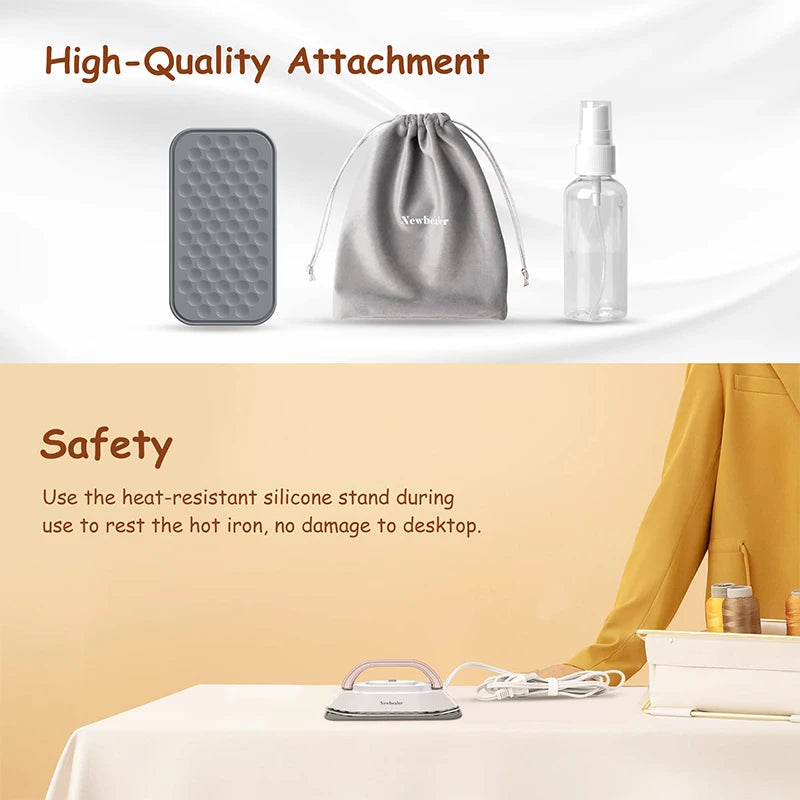 Handheld Mini Electric Dry Iron 120V/220V Dual-Voltage 30S Heat Non-Steam Garment Irons for Clothes Portable Lightweight Travel