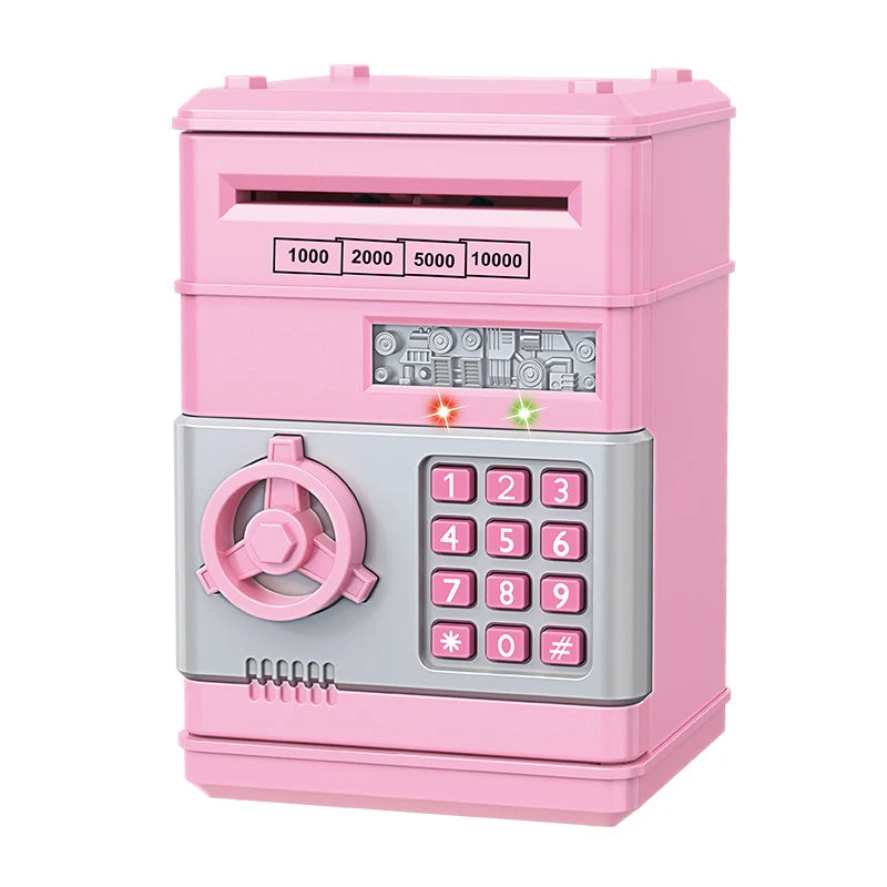 Creative Piggy Bank Automatic Mini Safe Coins Cash Saving Money Box Password Counter Code Key Lock Coin Bank ATM Child Gift