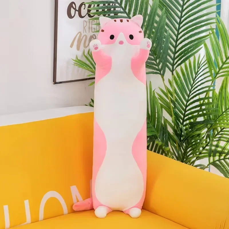 Large Cat Plush Body Pillow Creative Cute Animal Stuffed Sleeping Cushion Sofa Long Decorative Body Pillow Soft Cushion Decor