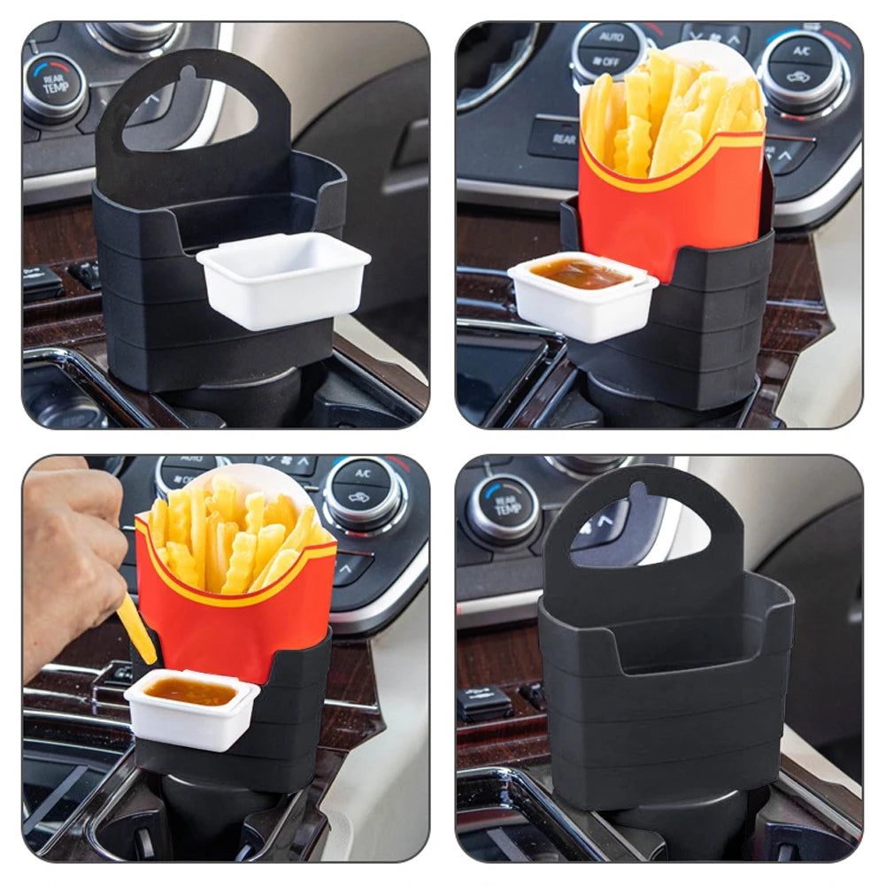 Car Accessories French Fry Holder with Mounting Holds Fries Chips, Ketchup, Sauce & More