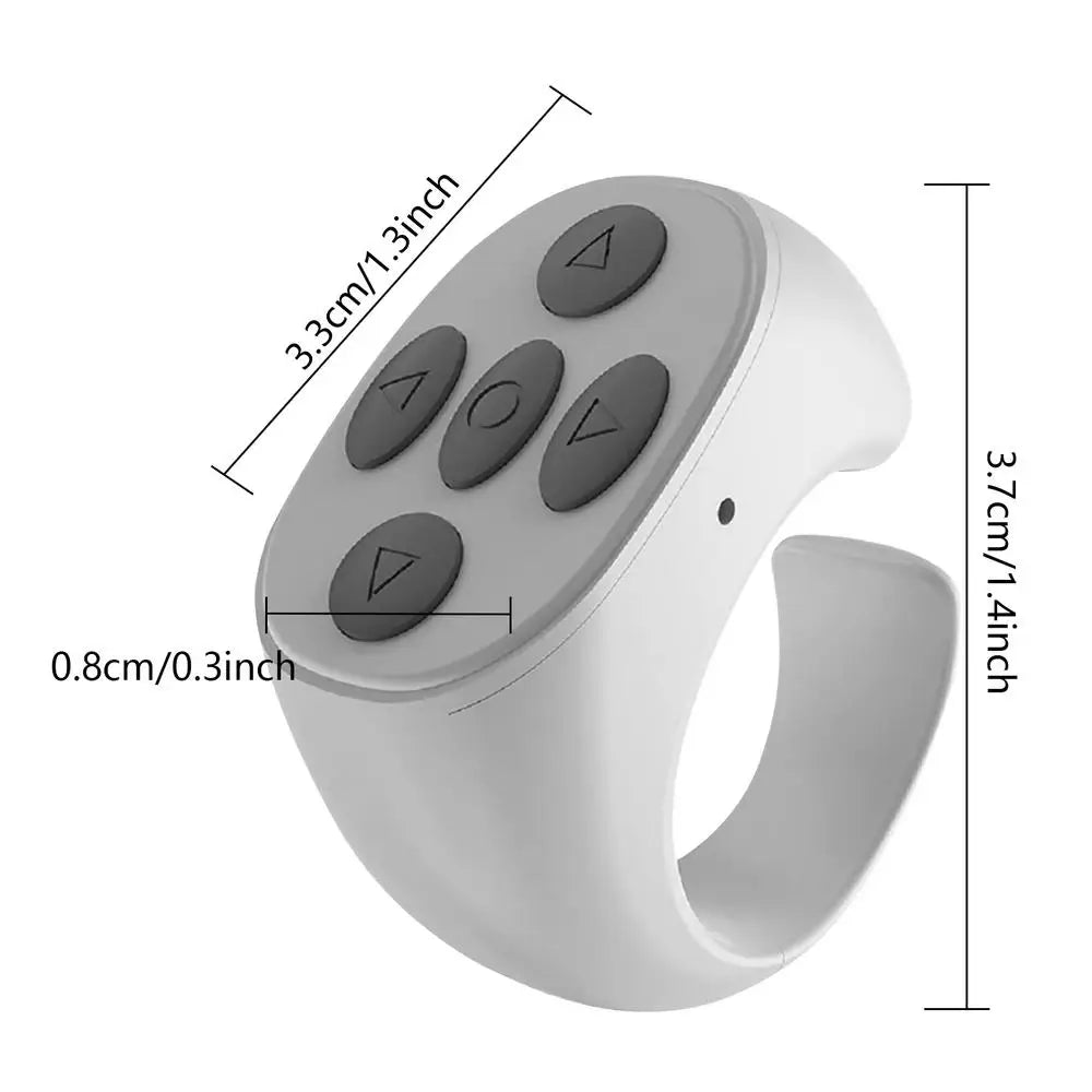 Fingertip Ring Gadget Page Turner Browsing Controller for Mobile Phone, Flipping Selfie Video Bluetooth Remote Control 