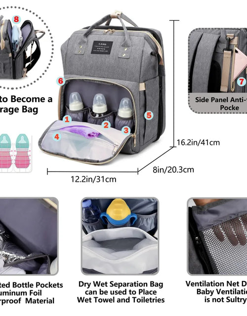 Load image into Gallery viewer, Mommy Bag Lightweight Portable Folding Crib Bed Large-Capacity Travel Maternity Bags Baby Backpack Female Mommy Outting Bag
