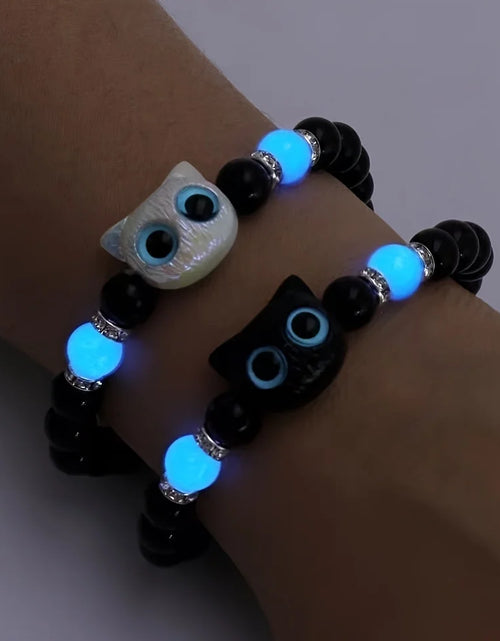 Load image into Gallery viewer, 4Pcs Cut Cat Glow in the Dark Beaded Bracelets Couple Bracelets BFF Bracelets
