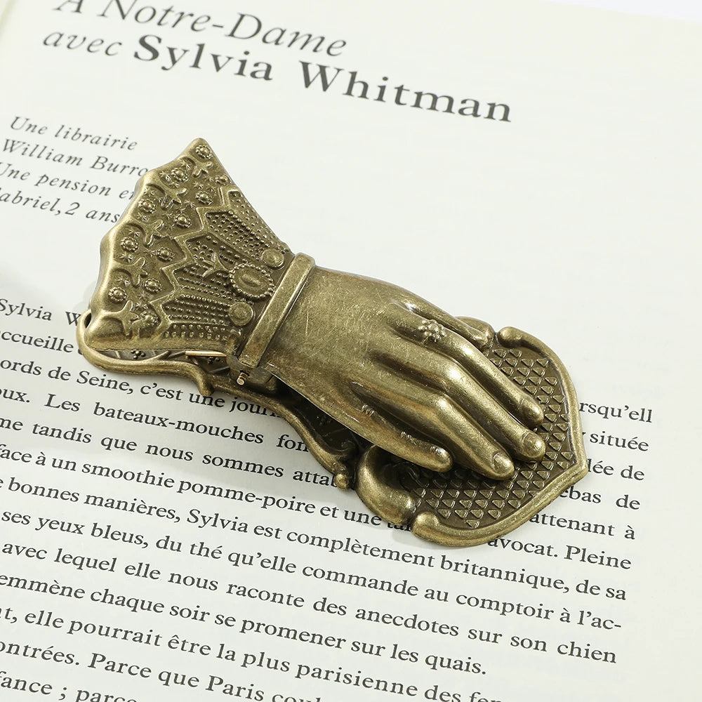 1Pc Vintage Metal Bookmarks Bronze Lucky Hand Book Clip