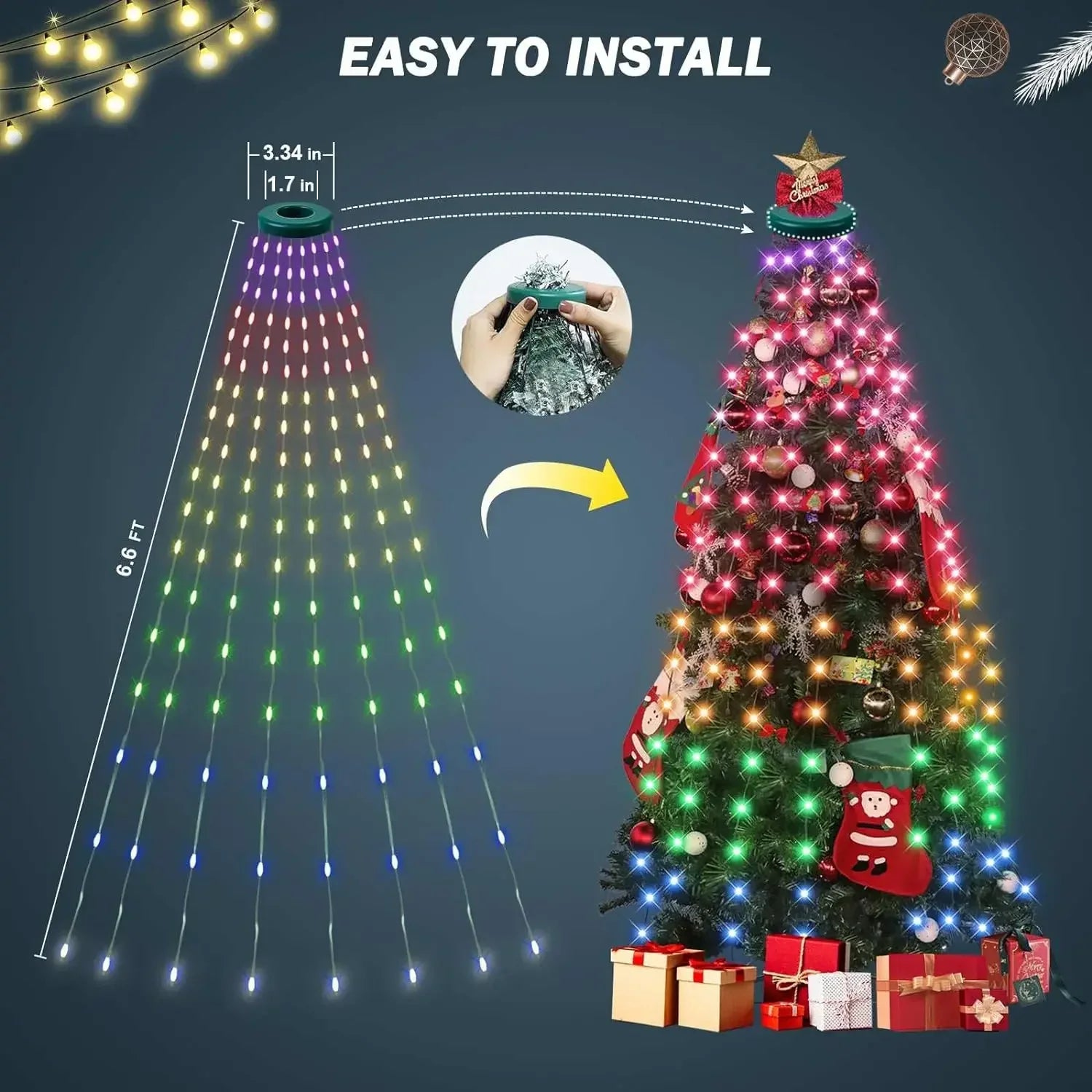 Smart Christmas Tree Lights DIY LED Fairy String Lights with APP & Remote Control Garland for Tree Outdoor Garden Party Wedding