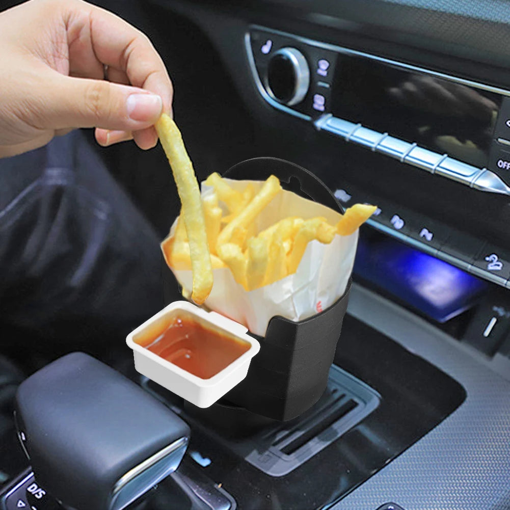 Car Accessories French Fry Holder with Mounting Holds Fries Chips, Ketchup, Sauce & More