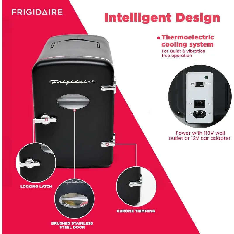 Frigidaire EFMIS175 Retro 9-Can Mini Personal Fridge Portable Cooler for Car, Office, Bedroom, Dorm Room, or Cabin