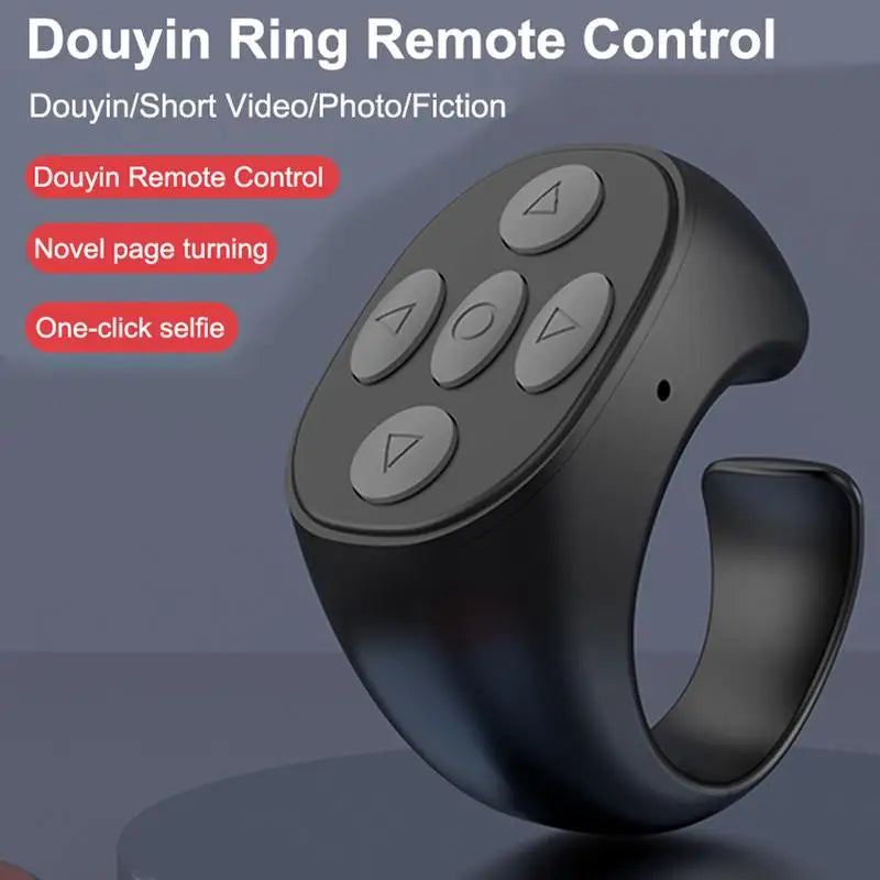 Fingertip Ring Gadget Page Turner Browsing Controller for Mobile Phone, Flipping Selfie Video Bluetooth Remote Control 