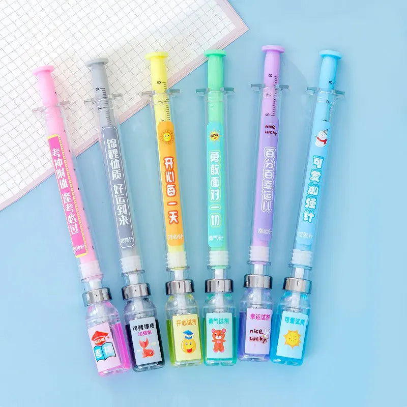 9 Pcs New Design Syringe Shaped Gel Ink Pen Signature Pen for Doctor Nurse