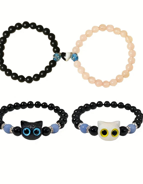 Load image into Gallery viewer, 4Pcs Cut Cat Glow in the Dark Beaded Bracelets Couple Bracelets BFF Bracelets
