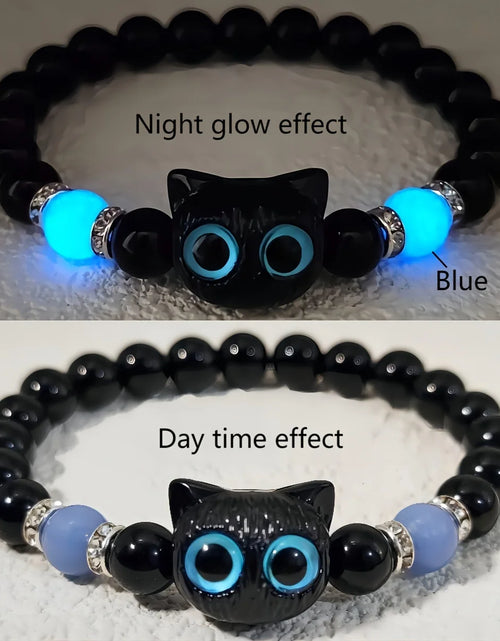 Load image into Gallery viewer, 4Pcs Cut Cat Glow in the Dark Beaded Bracelets Couple Bracelets BFF Bracelets
