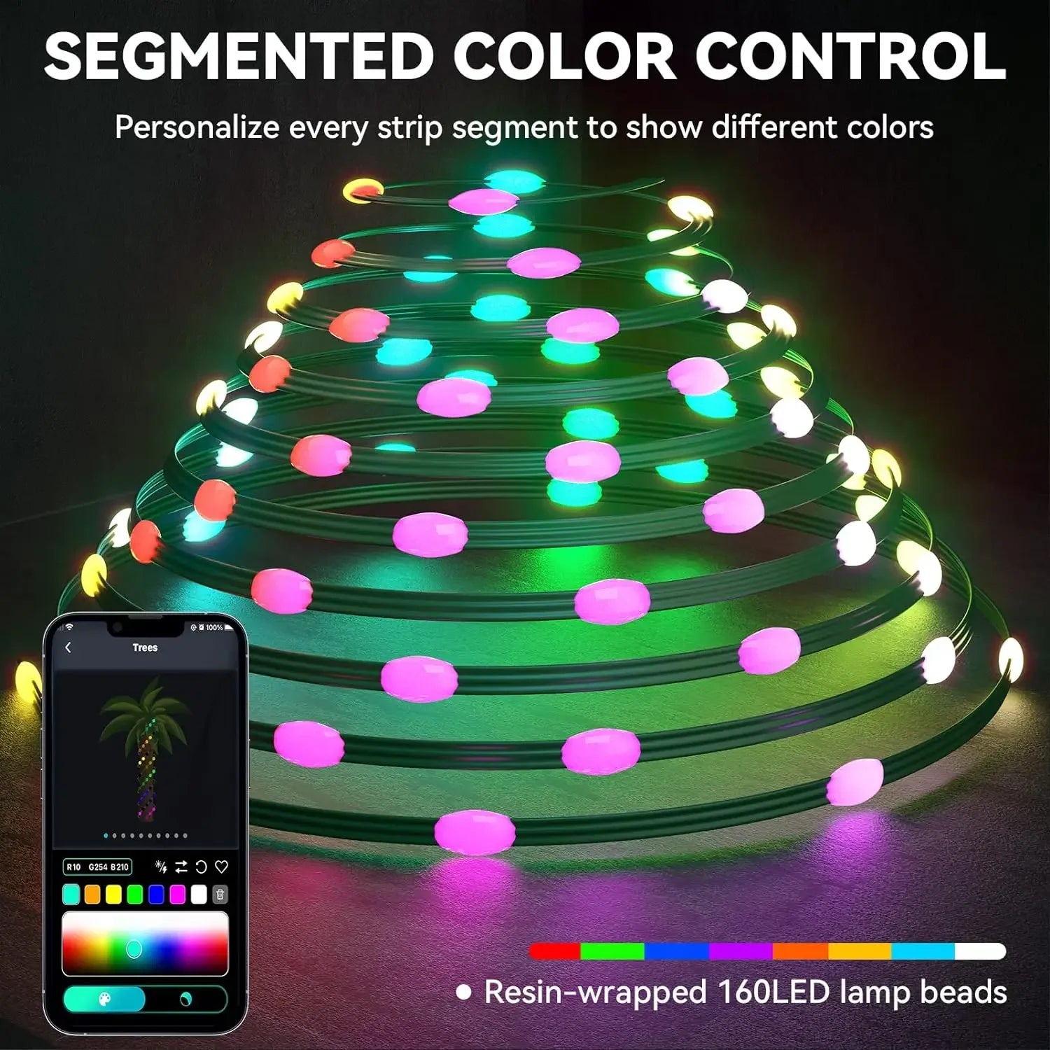 Smart Christmas Tree Lights DIY LED Fairy String Lights with APP & Remote Control Garland for Tree Outdoor Garden Party Wedding