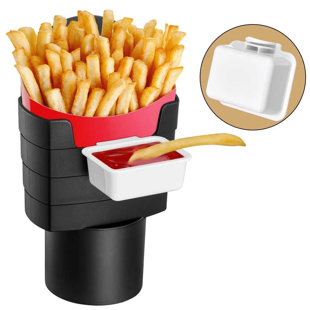 Car Accessories French Fry Holder with Mounting Holds Fries Chips, Ketchup, Sauce & More