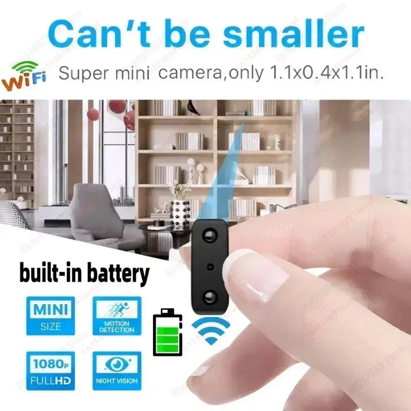 1080P HD Smallest Mini Camera WIFI IP Remote Monitoring Body Cam IR Night Vision Built-In Battery Camcorders Invisible Espia Cam