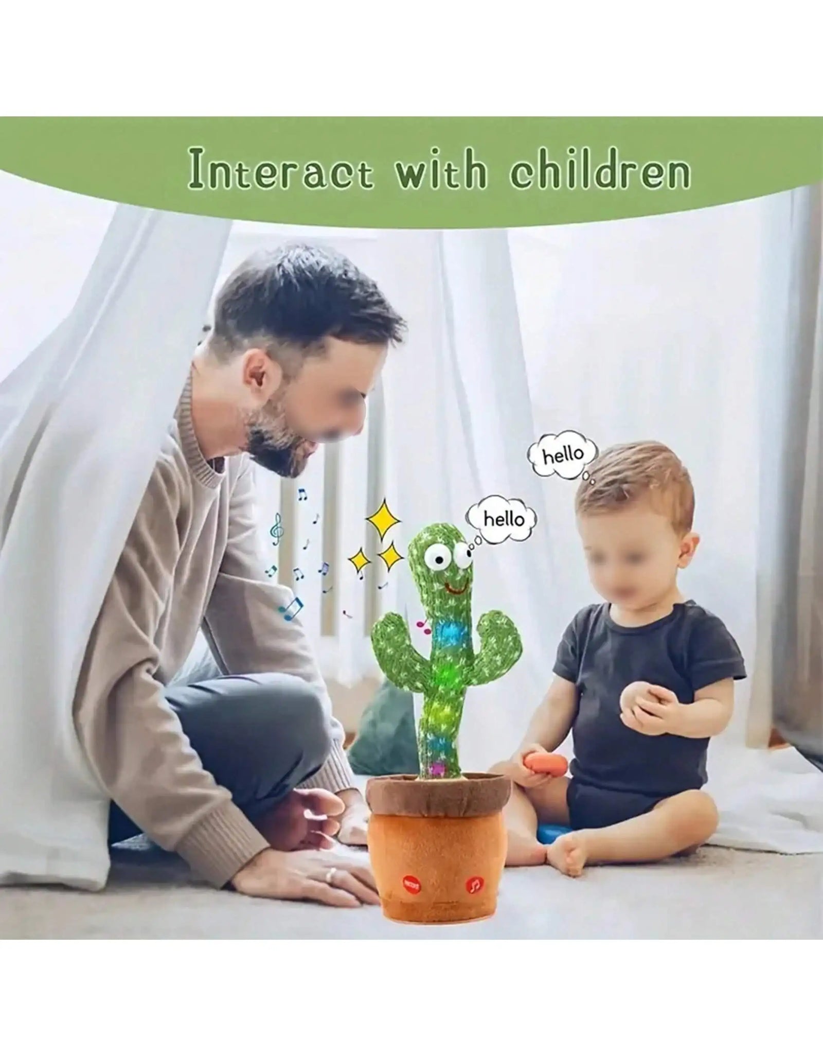 1Pc-Dancing Talking Cactus Toys for Baby Boys and Girls, Singing Mimicking Recording Repeating What You Say Sunny Cactus up Plus