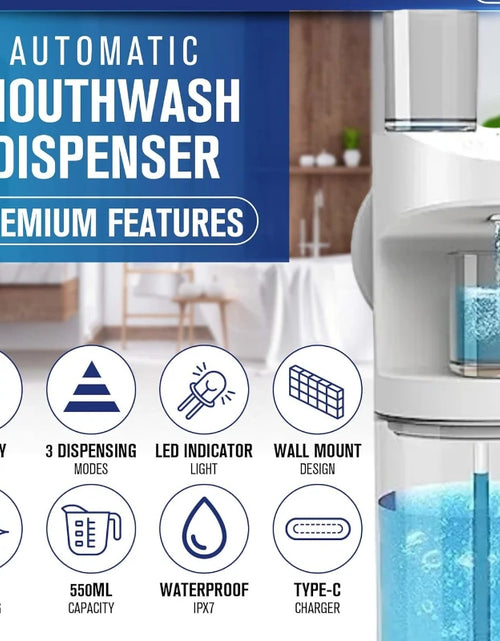 Load image into Gallery viewer, 550Ml Automatic Mouthwash Dispenser Rechargeable Mounted Mouth Wash Dispensers 3 Dispensing Levels with Magnetic Cups Storage
