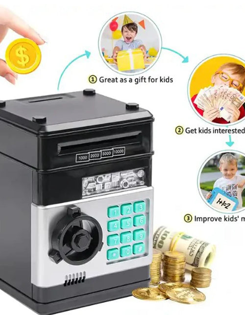 Load image into Gallery viewer, Creative Piggy Bank Automatic Mini Safe Coins Cash Saving Money Box Password Counter Code Key Lock Coin Bank ATM Child Gift
