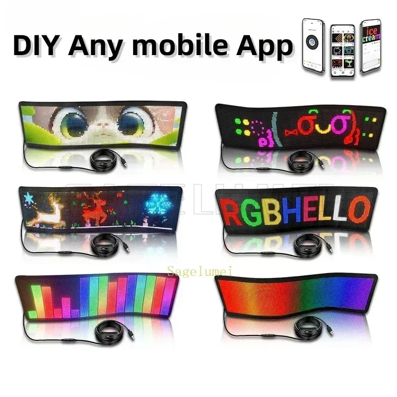 Truck Eyes RGB LED Matrix Pixel Panel Car Sign Animation DIY Programmable Bluetooth App Control LED Panel Flexible Display Light