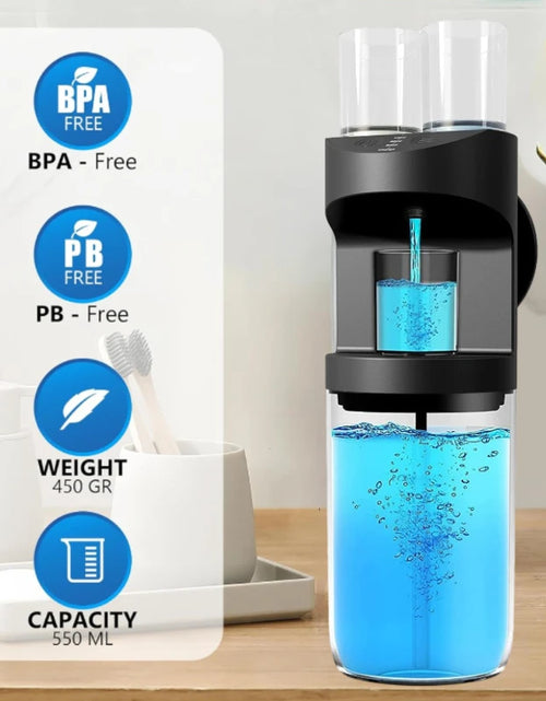 Load image into Gallery viewer, 550Ml Automatic Mouthwash Dispenser Rechargeable Mounted Mouth Wash Dispensers 3 Dispensing Levels with Magnetic Cups Storage
