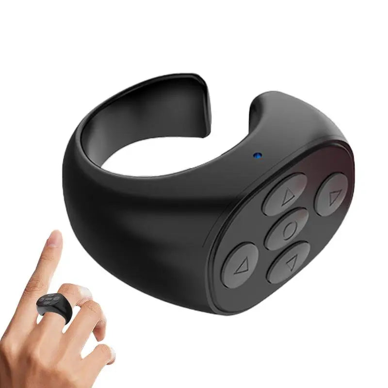 Fingertip Ring Gadget Page Turner Browsing Controller for Mobile Phone, Flipping Selfie Video Bluetooth Remote Control 