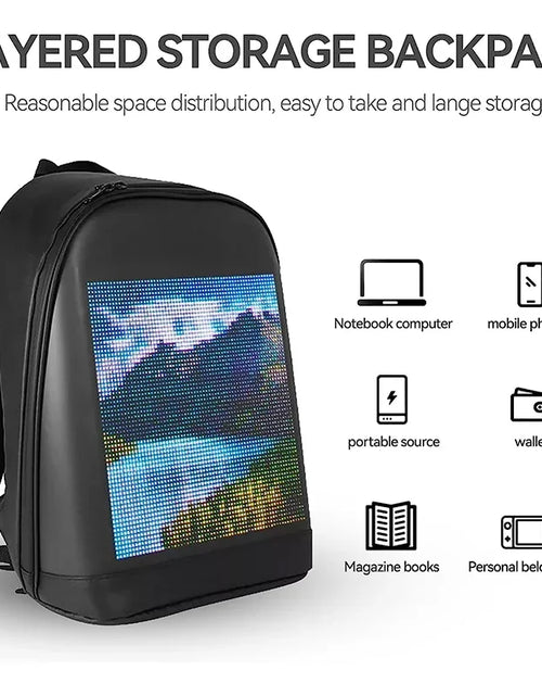 Load image into Gallery viewer, Novel Smart LED Dynamic Backpack Men Customizable Laptop Bag Walking Advertising Bags School Backpack for College Students
