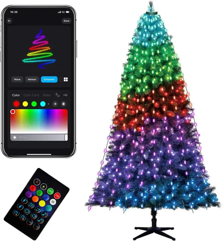 Smart Christmas Tree Lights DIY LED Fairy String Lights with APP & Remote Control Garland for Tree Outdoor Garden Party Wedding